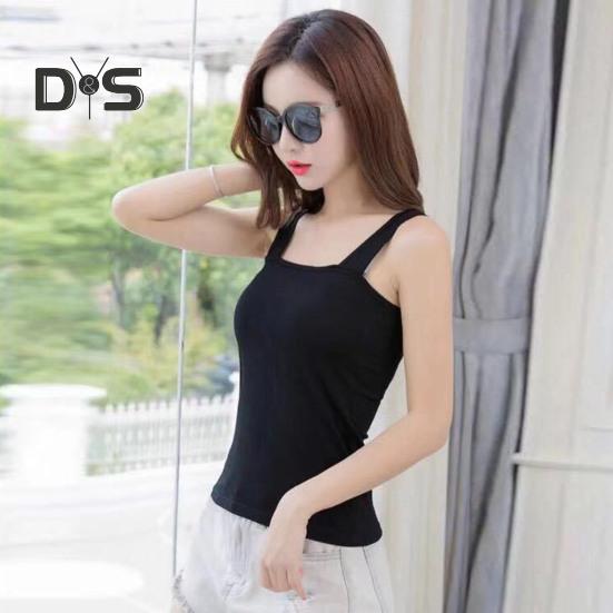 Women Tank Tops Suspender Style Square Collar Sleeveless Vest Solid Color Slim Fit Camisole Summer Bottoming Tops