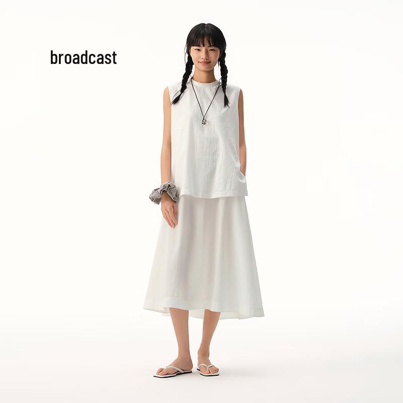Broadcast Faux Two-Piece Sleeveless Midi Dress M