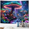 SparkLia Blacklight Mushroom Forest Tapestry - UV Reactive Glow in the Dark Fantasy Waterfall Wall Hanging, Colorful Neon Mushroom Landscape Art