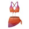 Damen V-Ausschnitt Sexy Badeanzüge Dreiteilige Outfits Push-Up Hohe Taille Bikini-Sets Hosenträger Bedruckte Bademode Tankinis Set