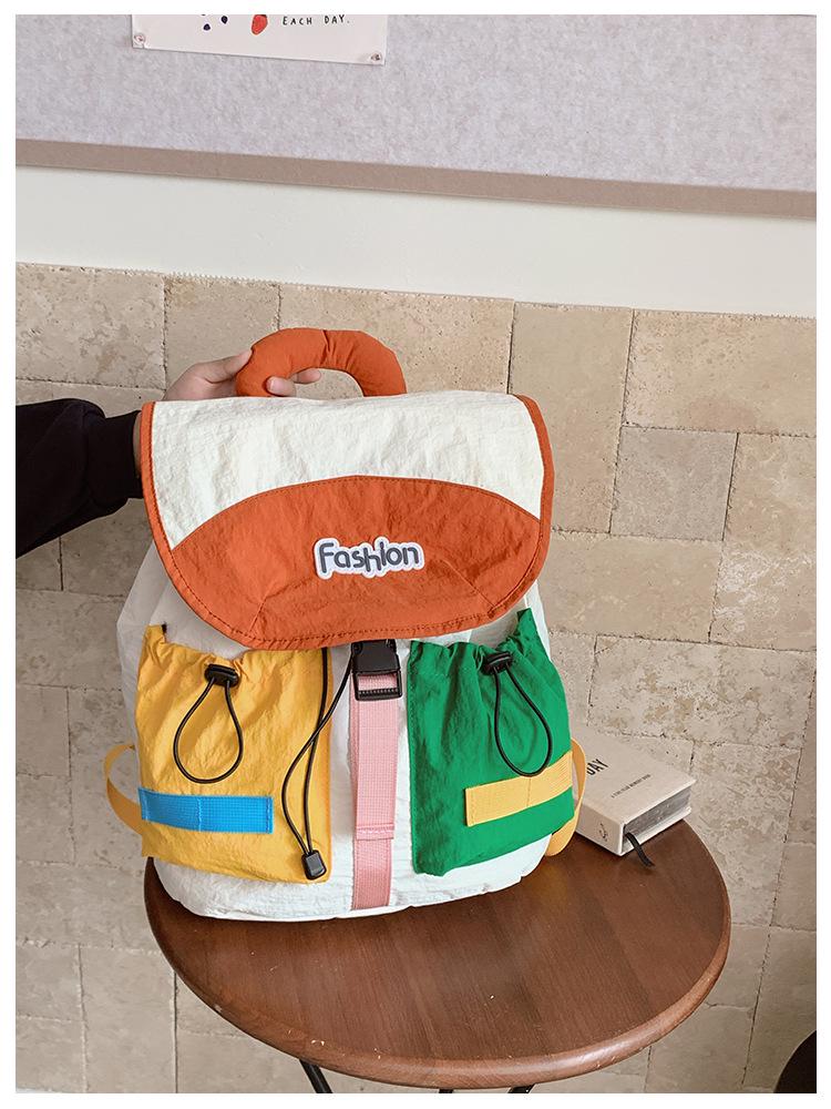Koreansk Färgblock Förskole Ryggsäck: Trendig Utomhusväska för Tjejer, Förälder-Barn Stil