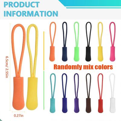 20-100Pcs Zipper Pulls Zipper Extension Pulls Nylon Cord Zipper Tag Replacement for DIY Sewing Clothes Backpacks Jackets Luggage
