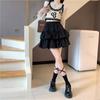 Summer Kawaii White Ruflles Skirt Women Fashion Slim Fit Chiffon Mini Skirts Giris Y2k All Match Elastic High Waist Black Skirt