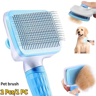 2 Pcs/1 PC Dog Hair Remover Brush Cat Dog Hair Grooming and Care Comb for Long Hair Dog Pet Removes Hairs Cleaning Bath Brush Pet Supplies Accessories