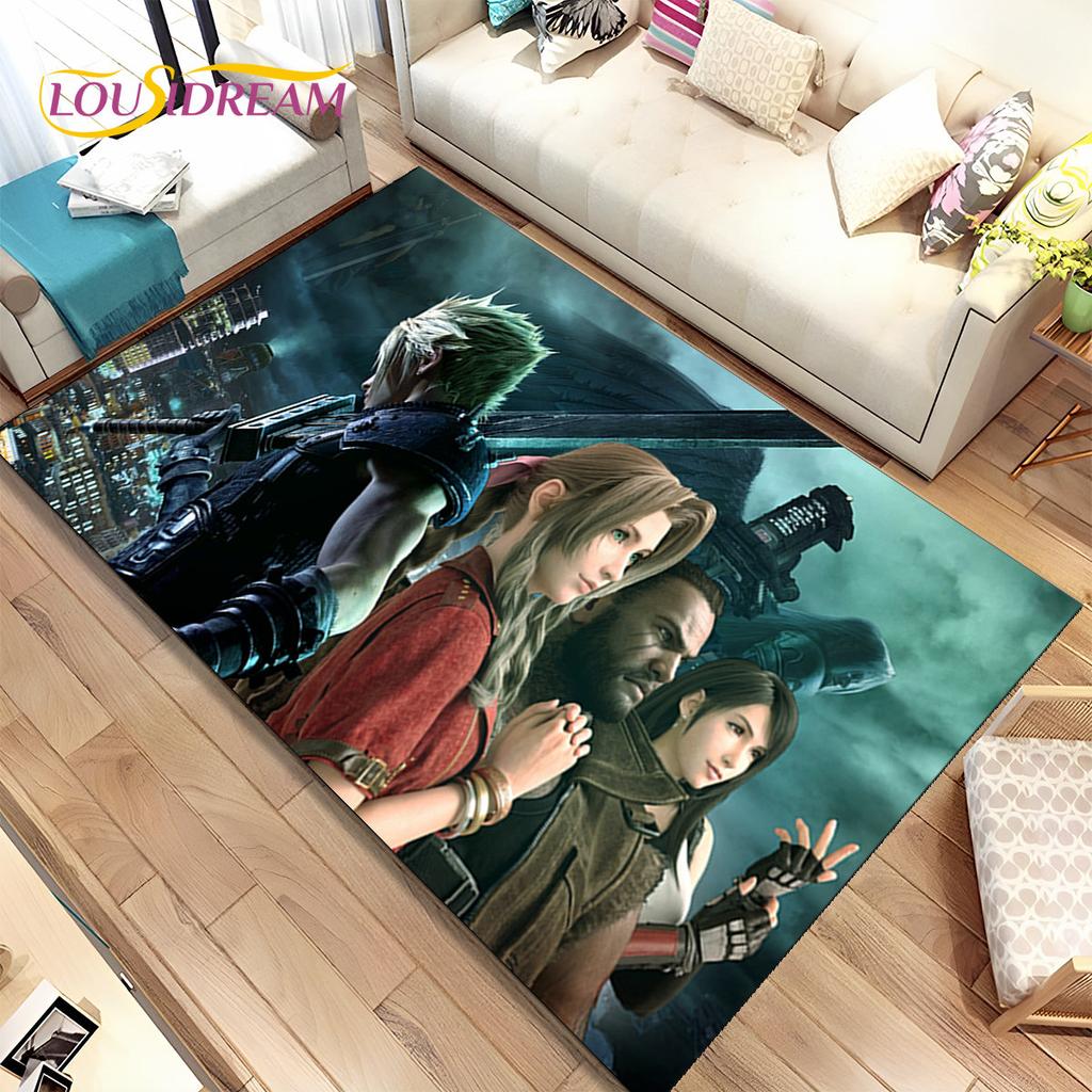 Final Fantasy Series Games Area Rug,Carpet Rug for Home Living Room Children's Bedroom Sofa Doormat Decor,Non-slip Floor Mat 3D