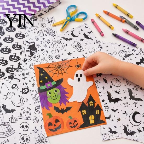Durable Scrapbooking Sheets 12 Purple Gothic Halloween Scrapbook Paper, Double Sided Decorative Craft Thick Paper for Card Making, Origami,