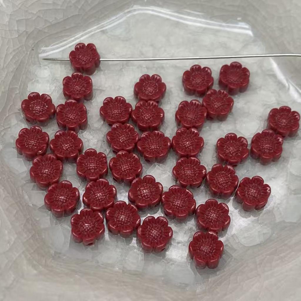 50Pcs, 7.8mm Carved Flower Shaped Plastic Spacer Beads, Boho Loose Beads for DIY Bracelet Necklace Handmade Jewelry Making
