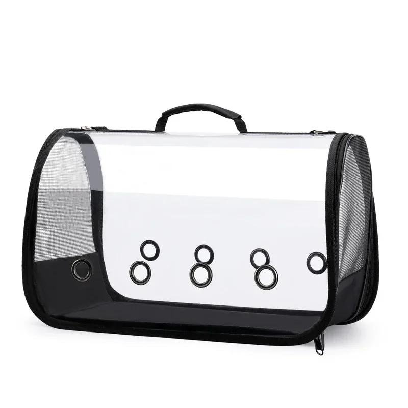 

Прозрачная сетчатая сумка для кошек, красная, новая, портативная, складная, переносная сумка для домашних животных, дышащая и удобная сумка для кошек S чёрный