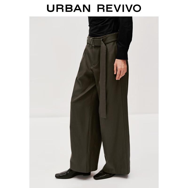 UR 2025 Autumn Belted Cotton Wide-Leg Pants