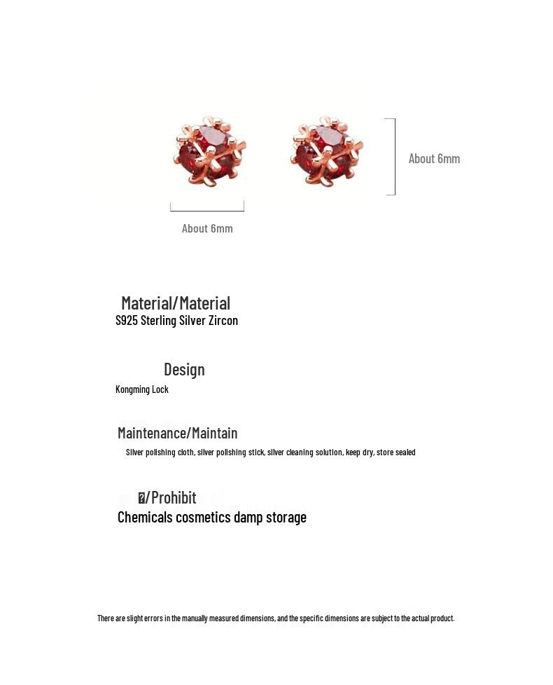 S925 Silber Roter Zirkon Kongming Schloss Ohrringe - Chinesischer Retro-Stil für Damen, Perfekt für Neujahr und Weihnachten