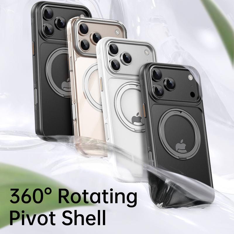 Dot Matrix Gear Decompression 360 Piovt Shell For iPhone 17 Pro Max Phone Case iPhone17Air Magnetic Bracket With Damping Sound
