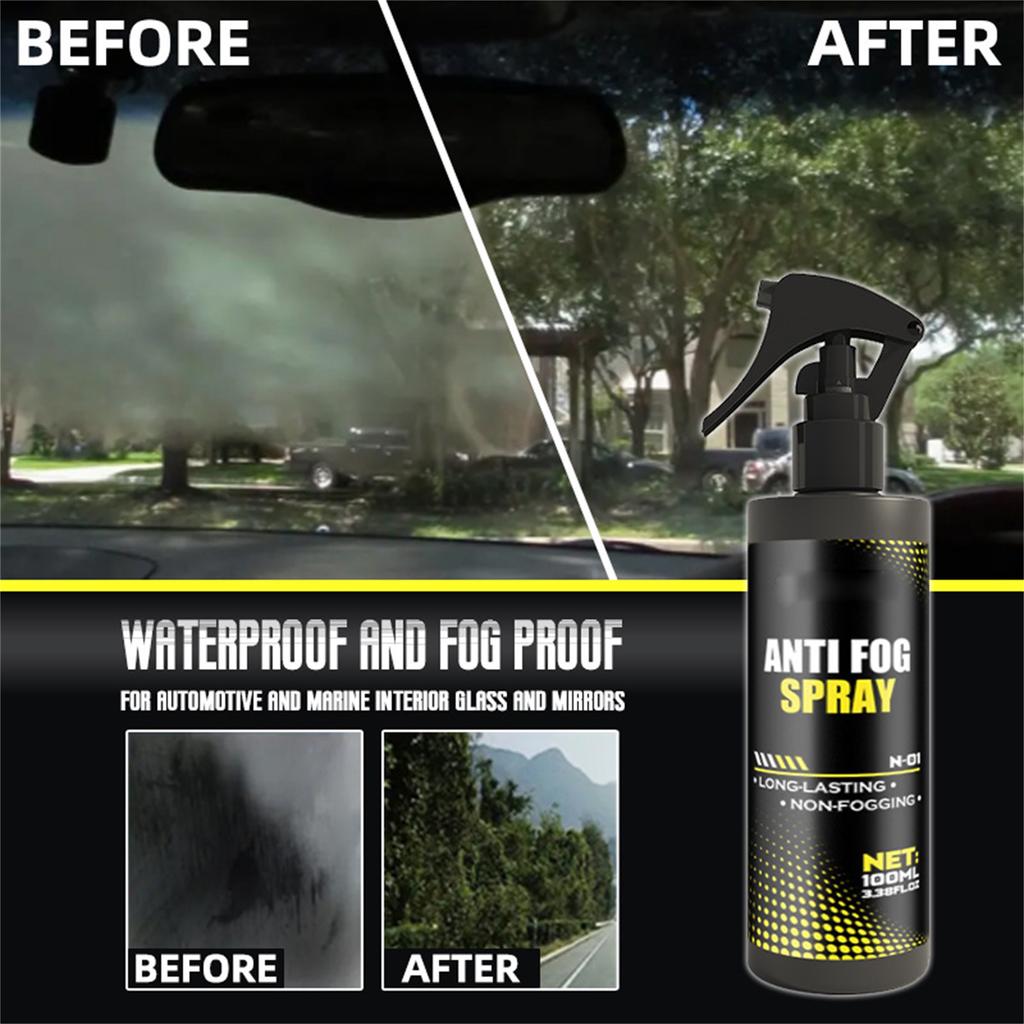 Windshield Clear Spray - Car Glass Defogger, Window -Fog Agent For Car Interior, Instant Visibility Enhancer, -Fog Solution, Long-Lasting Clear 100ML