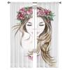 Hand Drawn Beautiful Woman Sheer Curtains Bedroom Voile Curtain Living Room Window Sheer Curtains Kitchen Tulle Drapes