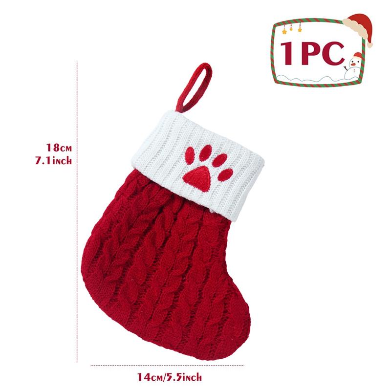 

Christmas Socks Knitting Dog Paw Print Stocking Christmas Decoration For Home 2025 Xmas Tree Ornament Gift Navidad Natal 2025
