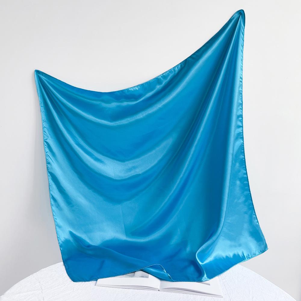 Fashionable New Versatile Headscarf Large Square Scarf Solid Color Scarf Women'S Simulated Silk Satin Scarf
