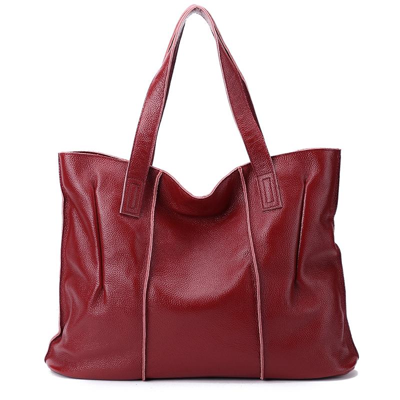 

Women s Luxury Designer Natural Cowhide Soft Handbag Famale Fashi Shoulder Bag Ladies Cow Leather Large Capacity Tote Bag 44x14x30cm кларет