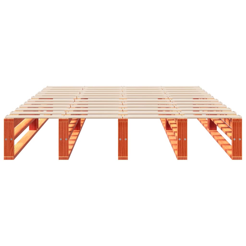 Vidaxl Bettgestell Ohne Matratze, Wachsbraun, 140X190 Cm, Massivkiefer