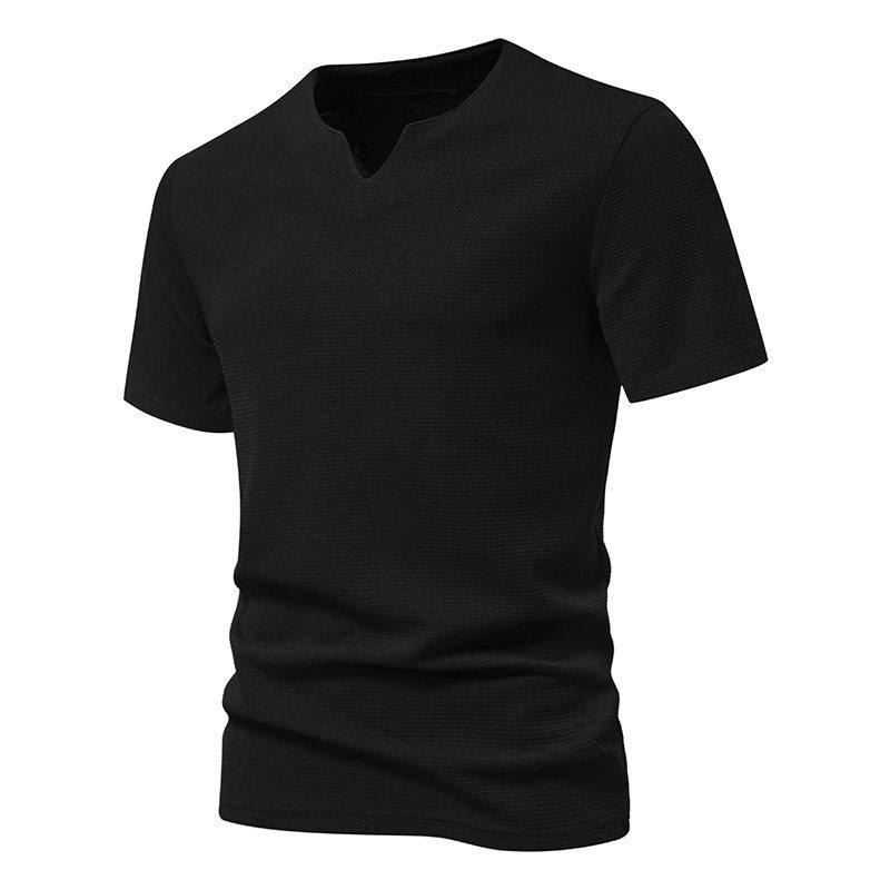 Men's Casual T-Shirts Short Sleeve V Neck Henley Shirt Lightweight Slim Fit Gym Workout Athletic Tees Tops Breathable Comfortable Basic Shirts for Men