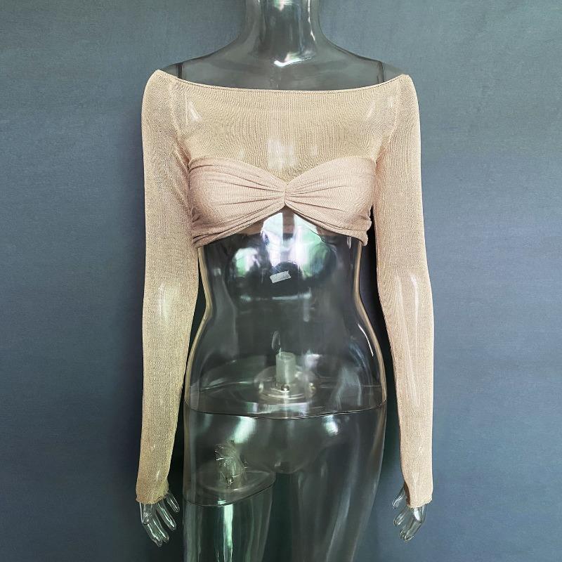 Frühling und Sommer Damen One Neck Sheer Kurzes Wickeltop