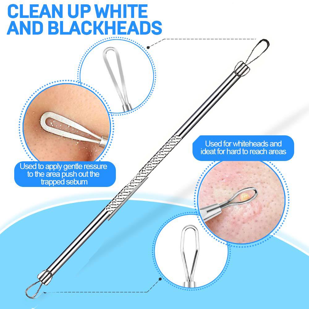 Teenitor Pickelentferner Aknebehandlungswerkzeug Chirurgische Qualität Mitesser Komedonen Entfernung 2-in-1 Werkzeug für Gesicht Nase Mitesser Extr