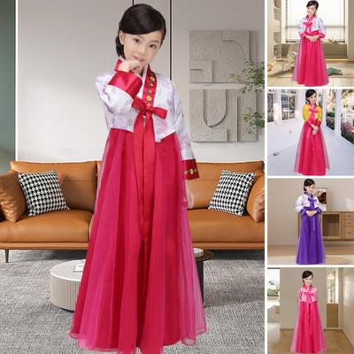 1 sada Korejský Hanbok pro dívky Kostým na tanec Exquisite Vyšívaný design Oblečení