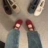 2025 new wool integrated fleece single shoes women's soft-soled Mary Jane ballet shoes fluffy shoes flat-soled outer wear