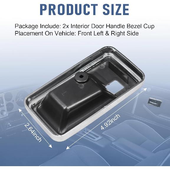 JDMSPEED Door Handle Style Interior Bezel Cup Set Replacement for Firebird/Trans Am & Camaro 1976-1981 Replace 1671194 1671195 Passenger and Driver