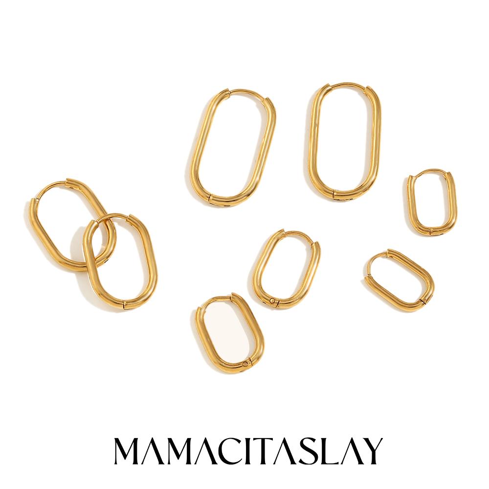 MamacitaSlay Classic Multi-Size U-Shape Hoops 18K Gold Plated Women's earrings Waterproof stainless steel women's jewelry