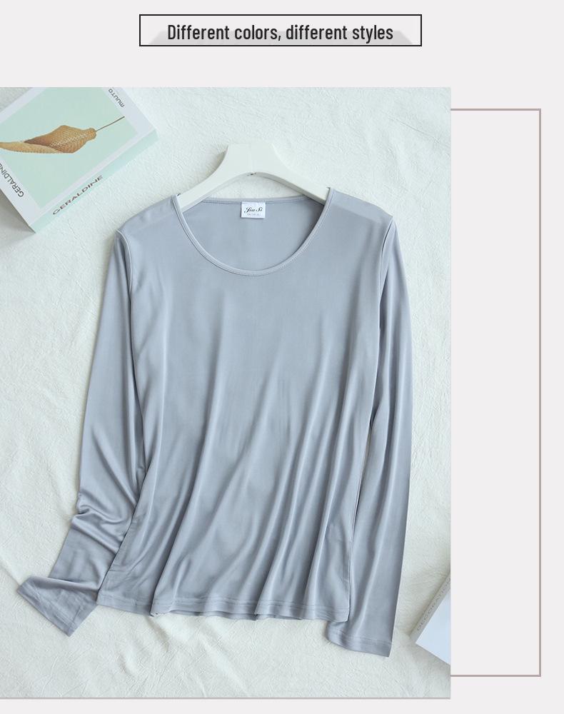 Women's High-End Mulberry Silk Double-Sided Knit Slim Fit Long Sleeve Top