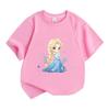 Kids Boys Girls Crew Neck Short Sleeve T-Shirt, 100% Cotton Cute Cartoon Ice Princess Print Casual Soft Tees for Toddler Children Daily Wear Summer Ba