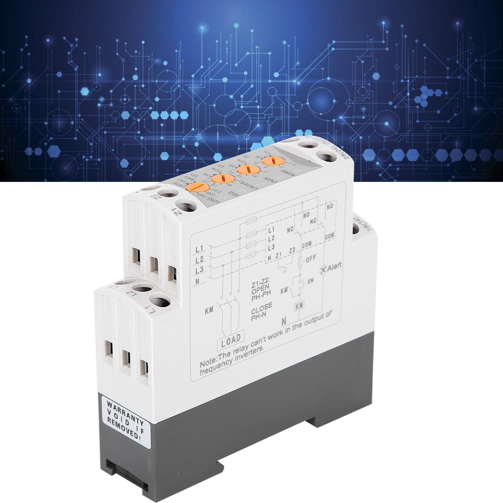 3 Phase Voltage Relay Multifunction Overvoltage and Undervoltage Monitoring Protector with LED Indic