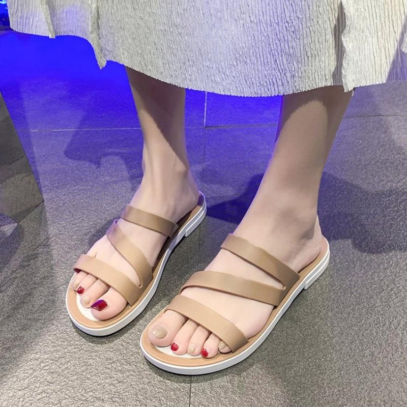 Summer  Round Head Flat Fish Mouth Non-slip Sandals Fashion Comfortable Casual Sexy Light Beach Holiday Women's Shoes