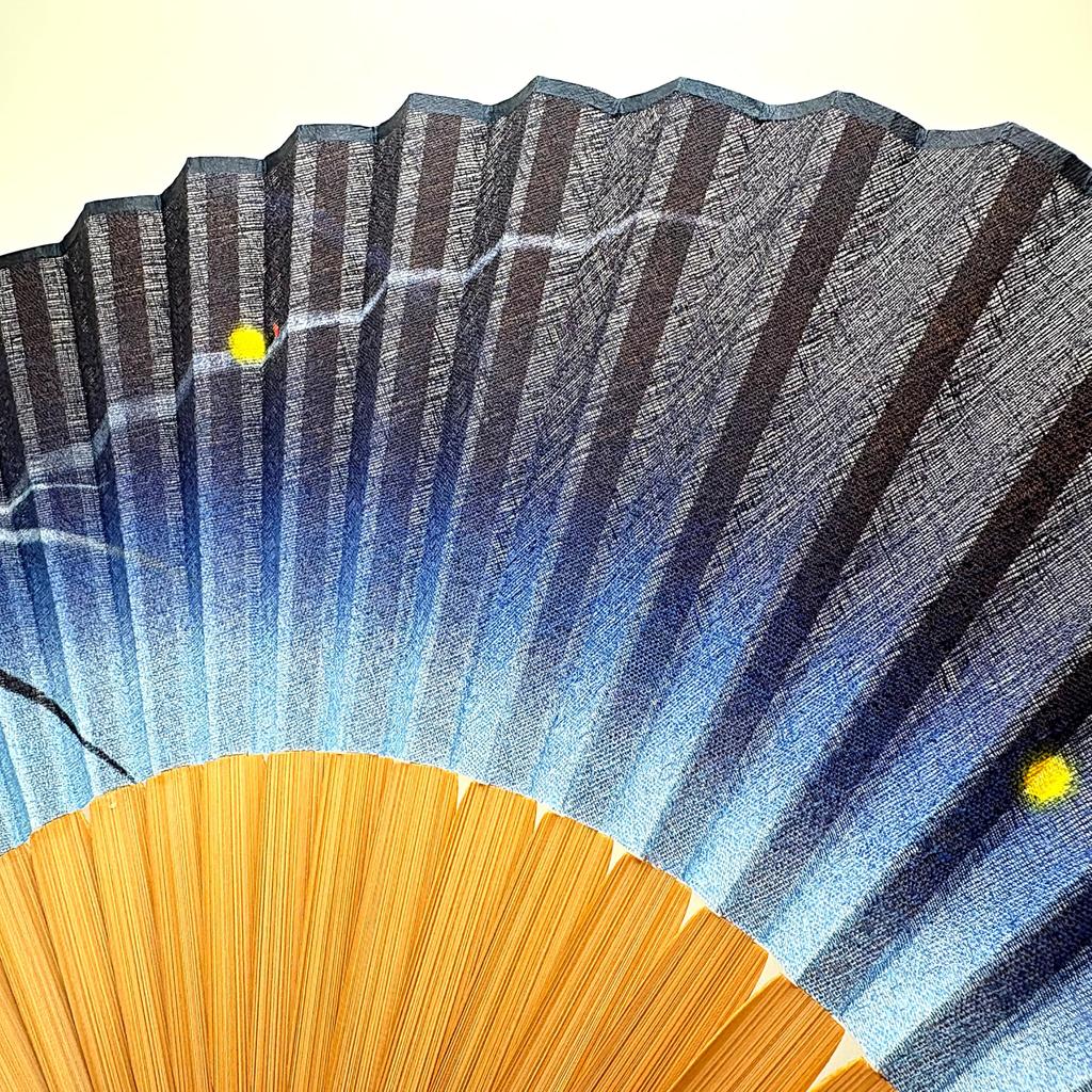 Folding Cotton Folding Firefly Navy Blue [Hanakanzashi] Men's Fan, Stylish, Business, Fan, 22cm, Design,