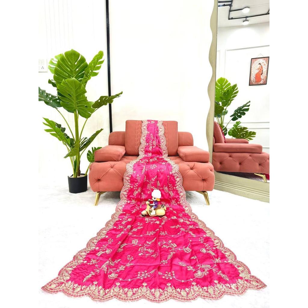 New Launch – Luxury Japan Satin Silk Saree with Coding & Sequins Embroidery Work