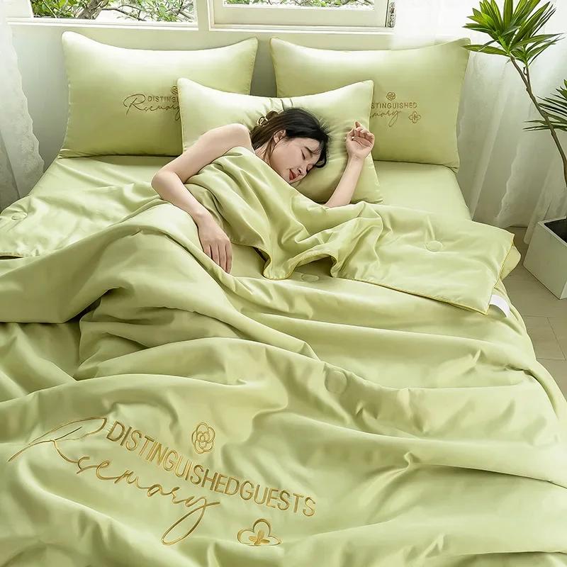Summer Ice Silk Summer Cool Quilt Set of Four, Machine Washable, Water Washable, Breathable In Summer