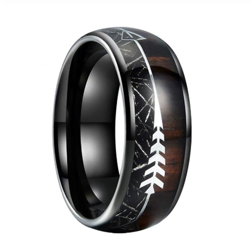 Wood Grain Men's Trendy Hand Jewelry Ring