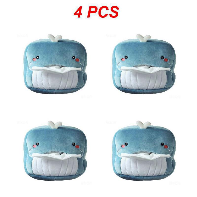 2/3/4 stk Søt Tegneserie Bil Tissueboks Plysj Serviett Holder Universal Auto Hjem Rom Papir Etui Dyredekorasjon Brakett