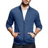 Men's Solid Mock Neck Sweater, Slim Fit Long Sleeve Zip Knit Cardigan, New Autumn Winter European Style Men Casual Knit Outerwear