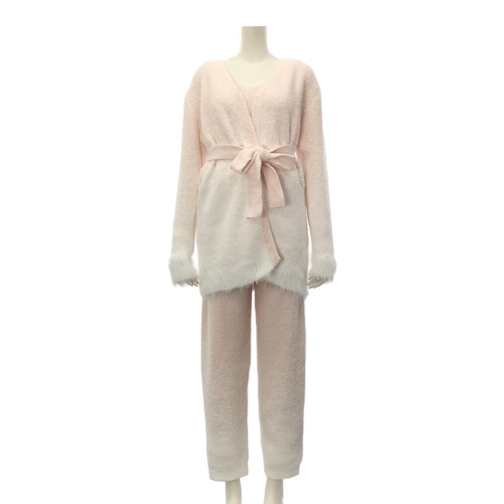 Room Cute Top and Bottom 3 Piece Tank Free Size [RAVIR] Women's Wear, Winter, Fluffy, Pajamas, Set, Set, Shaggy, Fluffy, Gown, Top, Feminine, Purple,