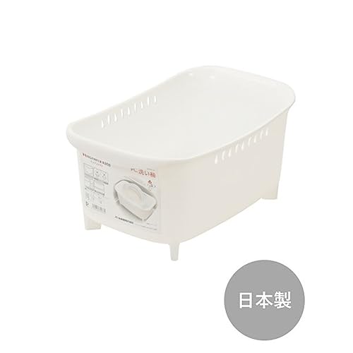 PEARL METAL Kitchen Mate HC-37 Washtub, Plastic, with Tall Legs, Drain Plug, Handle, and Drain Hole, Lightweight, Made In Japan