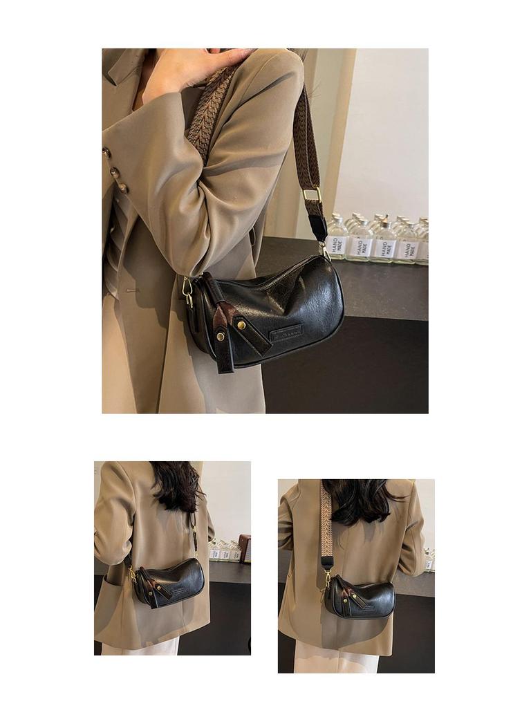 Women's 2025 Autumn Fashion Retro Pillow Crossbody Bag with Wide Strap