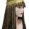Neue Mode Ägyptische Königin Cosplay Perücke-Goldener Schlangenkopf Kopfschmuck Goldener Regenseide Schwarz Lang Gerade Synthetische Perücke