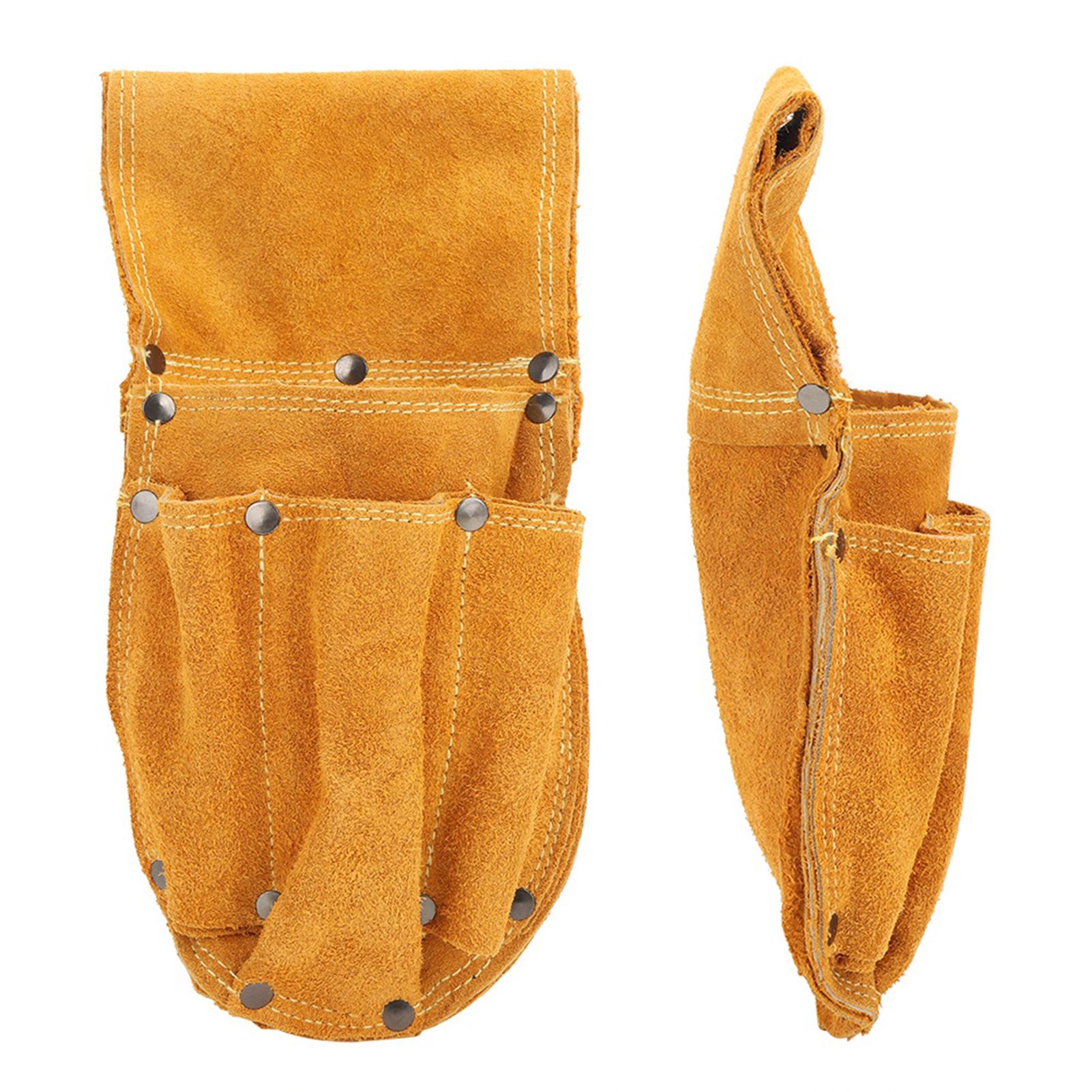 

Thickened Tool Waist Bag Durable Multifunctional Yellow Cowhide Hardware Tool Storage Toolkit