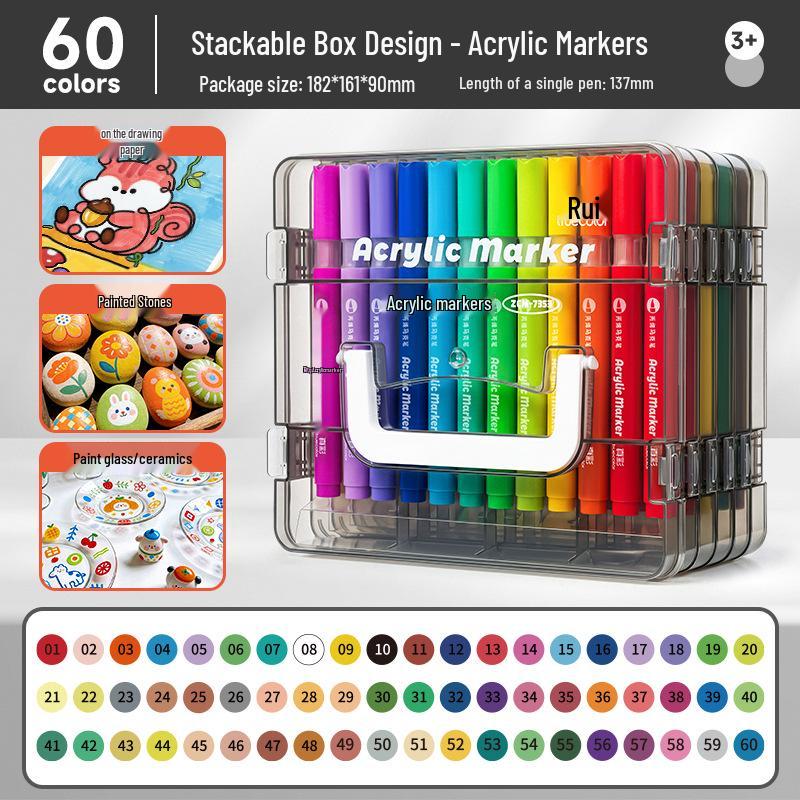 Acrylic Markers for Kids: Opaque Watercolor Pens, Stackable, Soft-Tip for Art Projects