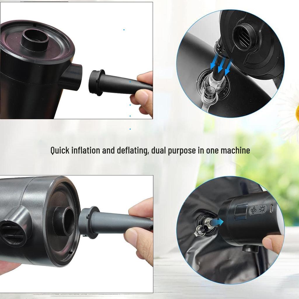 Przenośna elektryczna pompka do pompowania z oświetleniem do materacy powietrznych, kół do pływania i sof