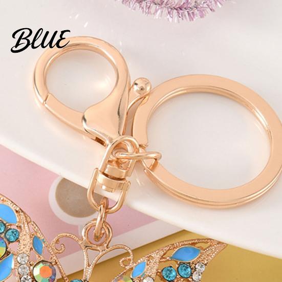 Rhinestone Keychain Butterfly Sparkly Charm with Keyring Dazzling Elegant Enamel