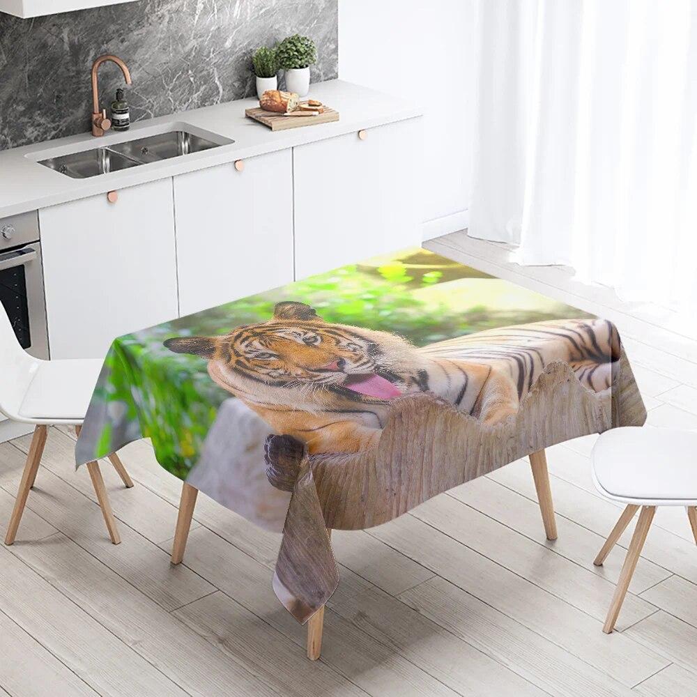 Animal Tablecloth Shark Tiger Elephant Leopard  Party Restaurant Banquet Decoration Waterproof Home Table