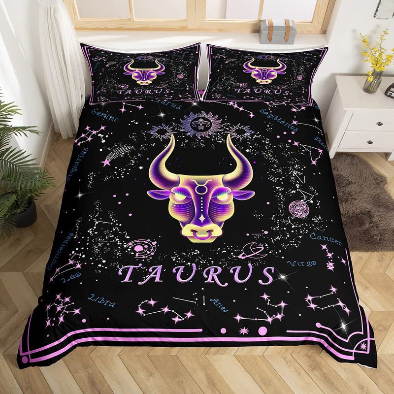 Gemini King Queen Duvet Cover Constellation Horoscope Comforter Cover Astrology Galaxy Bedding Set Star Polyester Quilt Cover