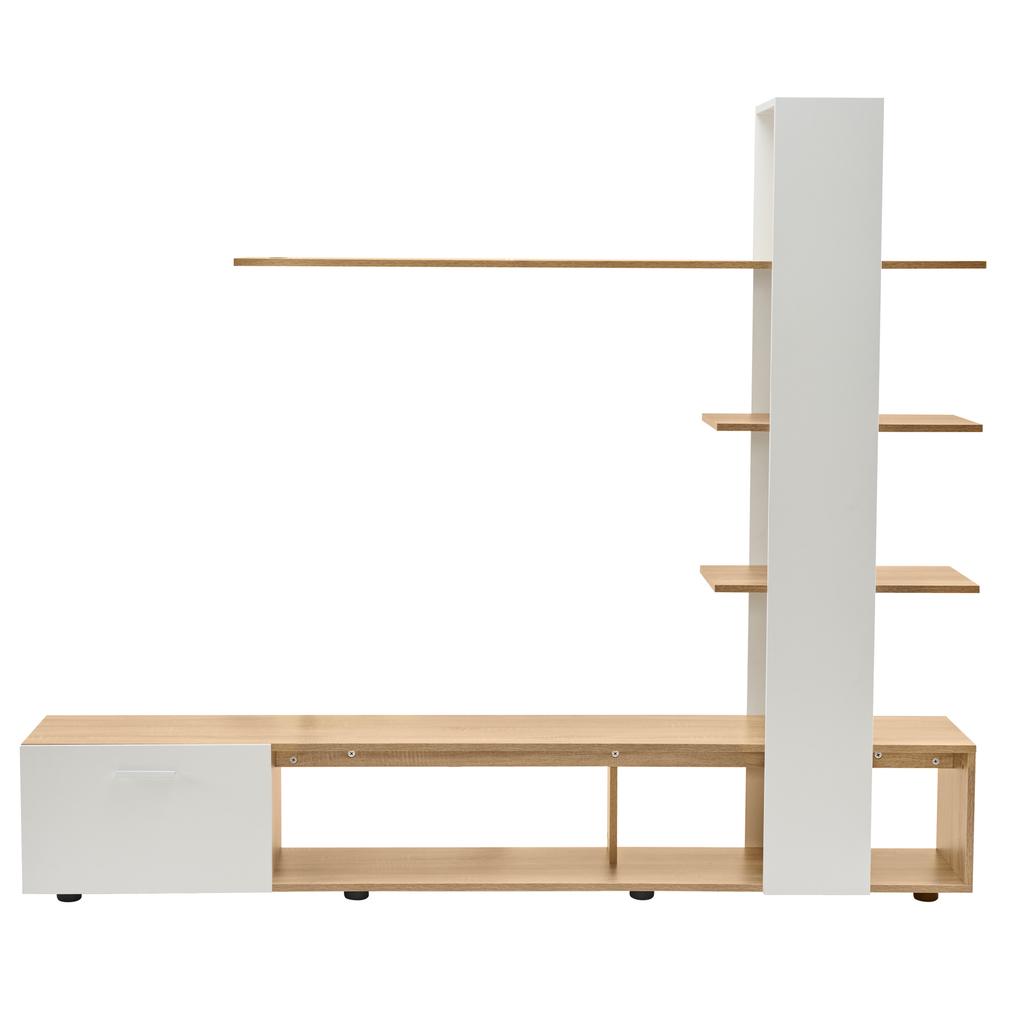 Woonkamerkast, Woonkamermeubelset 180 x 33,5 x 151,5 cm, Geschikt voor TV's onder 60 inch, Moderne Eiken Wit TV-meubel, TV Wandmeubel Set