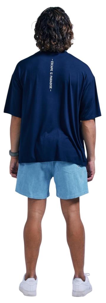 Rad Blue Men's Short Sleeve Rash Guard T-Shirt (Amphibious, UV Protection) / Surf / 250218 NAVY BLUE S